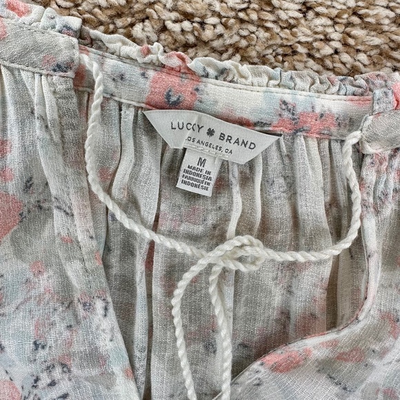 Lucky Brand, Boho Airy Floral Print Long Sleeve Blouse, Size M - Picture 6 of 7